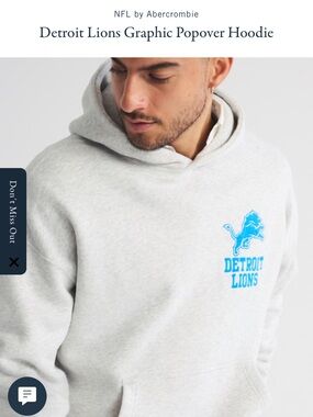 Abercrombie Detroit Lions Gray Pullover Hoodie - Men's Casual Hoodie